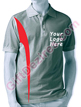 Designer Grey Heather and Red Color Logo Custom T Shirts